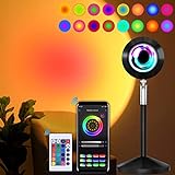 HZZOPNOS Sunset Lamp,APP Control Sunset Projection Lamp RGB Color Model 16 Colors DIY Sunlight Lamp,180°Rotation Rainbow Sunset Lamp Projector for vlog,Photo,Selfie Background,Room Decoration